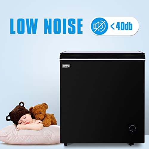 Deep Freezer 5.0 Cubic Feet Chest Freezer Compact Freezers With Adjustable Thermostat Top Open Door Freezer Compressor Cooling With Rmovable Storage Basket For Home Kitchen Office And Bar (Black) #TOP4