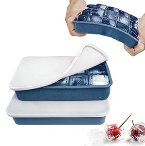 Muenfly Silikon Eiswürfelform mit Deckel 2 Stück