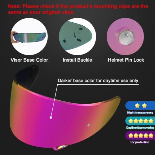 Image of PSLER Shatterproof Helmet Visor for RF-SR CWR-1 RF1200 Z7 X14,Rose Red | Impact-Resistant ,UV400 Protection, Motorcycle Tinted Face Shield Replacement for RF-SR CWR-1 RF1200 X-Spirit NXR Z7 X14