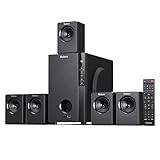 Bobtot Home Theater Systems Surround Sound System, 5.1 Wired Stereo Sound Speakers, 5.25 inch Subwoofer 600 Watts Peak Power Deep Bass Audio Stereo with FM Radio Bluetooth AUX DVD USB SD Input
