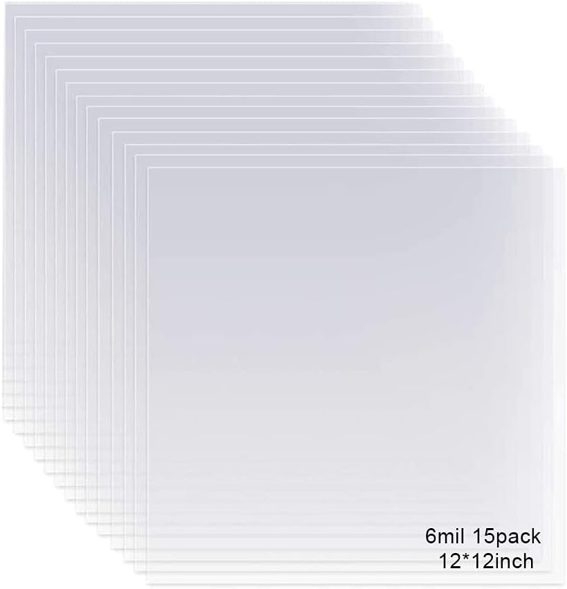 EGOSKY 12 Pack 4 Mil Clear Mylar Stencil Sheets, 12" x 12" Blank Stencils, Reusable Template Material, Make Your Own Stencil Compatible Vinyl Cutting Maching