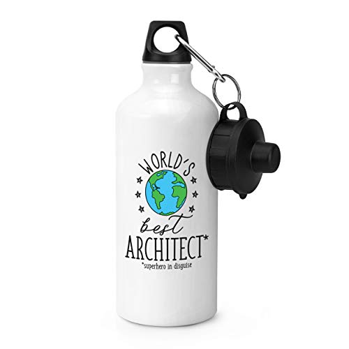 Gift Base World's Migliore Architetto SPORTS Bottiglia Acqua Palestra 600ml Bianco