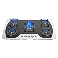 5 Burners Gas Cooktop 2 in 1 Built-In Gas Stovetop 30" Glass Stovetop Cooker for Kitchen Gas Stove, 35.4 x 20.1 x 2.4in