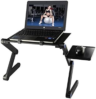 Foldable Laptop Desk, Etpark Portable Laptop Desk Folding PC Desk Bed Sofa Laptop Stand Folding Computer Laptop Table with Mouse Platform & Anti-Slip Bar (Black Without Fan)