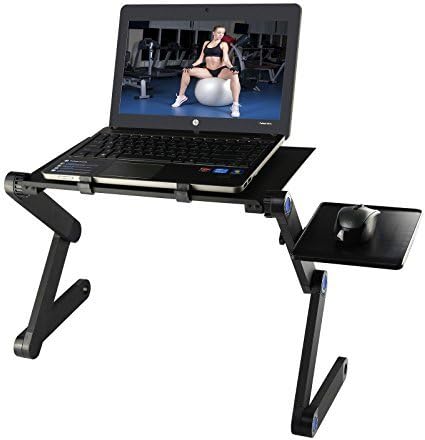 Foldable Laptop Desk, Etpark Portable Laptop Desk Folding PC Desk Bed Sofa Laptop Stand Folding Computer Laptop Table with Mouse Platform & Anti-Slip Bar (Black Without Fan)