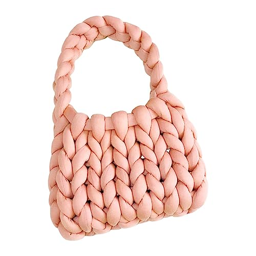 Chatonshen Bolso de Hombro para Mujer de Diseño Artesanal Tejido Grueso Tipo Chunky Ofrece Espacio para Objetos Y Portátil Incluye Bolso Tote Bolso Sa, Rosado