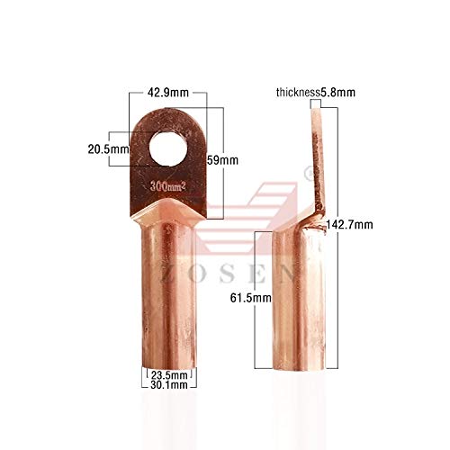 Davitu 10pcs DT300mm2 silent Copper cable terminal Pure copper Wire connector Insert ear Line nose Cable connector cable joint