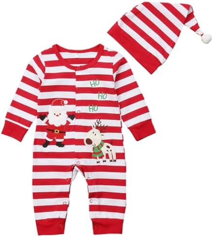 ROYLAMP Macacão de botão listrado para bebês recém-nascidos My Fi...