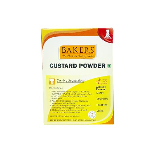 Image of BAKERS Custard Powder | Pineapple Flavor | (100g x 6, 600g) | Contains No Eggs | Long Shelf Life | Makes Smooth, Creamy, Testy & Juicy Custard | Quick & Easy to Make |Best For Fruit Salads & Puddings