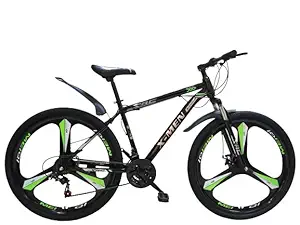 SAC MTB 26T Mountain Bicycle/Bike with 21 Gear Speed/Dual Disc and Front Shocker for Men/Boys, Ideal for 12 + Years, Frame Size: 26 Inches (Black/Green)