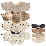 [GoUseGo] ベビー スタイ 4枚セット 両面使える 6重ガーゼ 赤ちゃん 360度スタイ 花びら 女の子 男の子 よだれかけ おしゃれ 新生児 無地