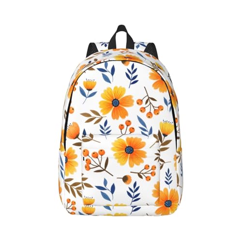 Sac à dos à fleurs jaunes pour femme de 17,7 pouces coloré et tendance
