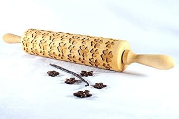LUCKY IRISH FOUR LEAF CLOVER Rolling Pin, Large Size 16.9 inch, Embossed Pattern for Baking Engraved Cookies by STODOLA