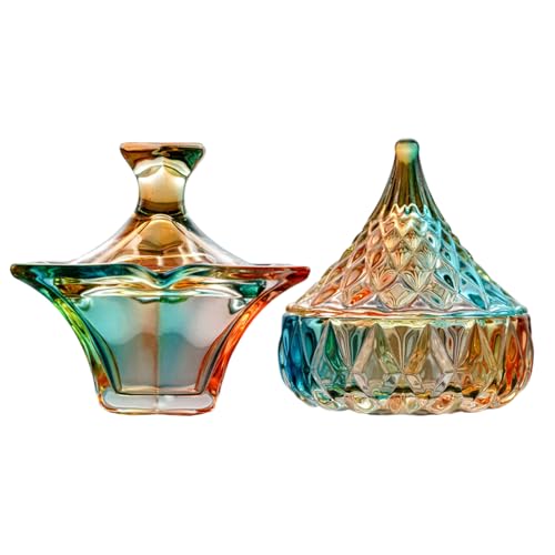 ZUOLUO Gobelets à ongles en cristal pour liquide et poudre avec couvercle, porte-ongles colorés, petits pots à ongles, bol à ongles arc-en-ciel, bol à bonbons, récipients, bougeoirs,