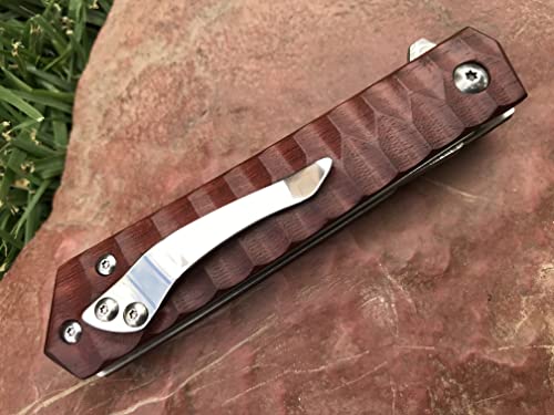 Tactical Gearz Damascus Edc Pocket Knife, Tg Rogue Xt! Rosewood Handle, Damascus Blade W/67 Layers & A Vg10 Core! Ball Bearing Pivot System! Includes Sheath! (Rogue Xt) #TOP5