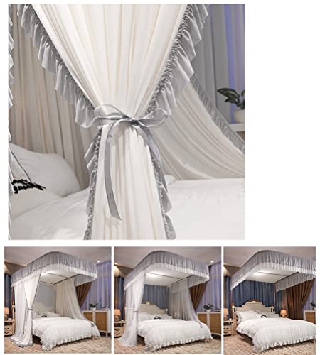 Moustiquaire de lit double de luxe bicolore avec support en U robuste - 3