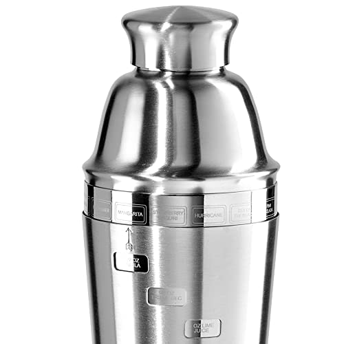 image for OGGI Dial A Drink Cocktail Shaker - Stainless Steel, 15 Recipes, Built