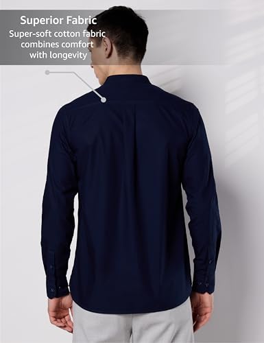 Image of Symbol Premium Men's Mandarin Collar Casual Cotton Poplin Shirt - Regular Fit |Full Sleeve | Pure Cotton (Available in Plus Sizes)