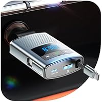 JOYROOM 90W Bluetooth 5.4 Adapter Auto,【100cm Einziehbares Kabel】 2026 Zigarettenanzünder USB C & FM Transmitter, 24V/12V USB Adapter Auto mit Freisprecheinrichtung, KFZ Zubehör für iPhone 17