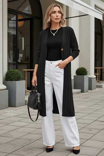 Image of Cakulo Womens Long Cardigans Cable Knit Chunky Cardigan Sweaters Open Front Fall Winter Fashion Outfits Coats 2025