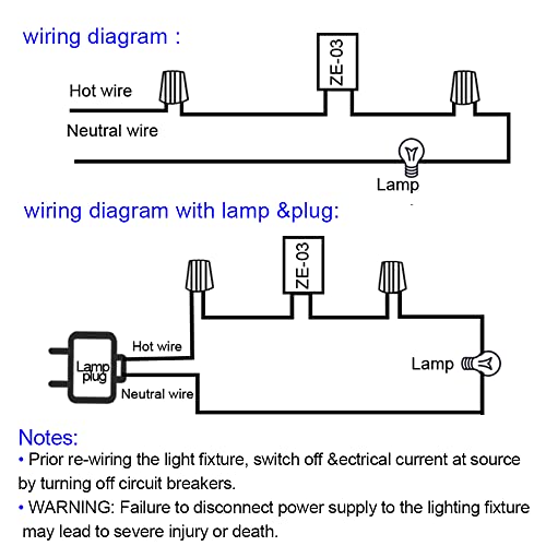 Zing Ear Ze-03 Inline Rotary Dimmer Switch For Table Lamp. 300W Max Knob Switch Replacement Kit(Black) #TOP2