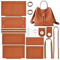 WADORN DIY Shoulder Bag Making Kits, Imitation Leather Handmade Drawstring Bucket Bag Making All Materials Hand Sewing Handbag Making Set for Craft Lovers Gifts, 23x13x22cm, Brown