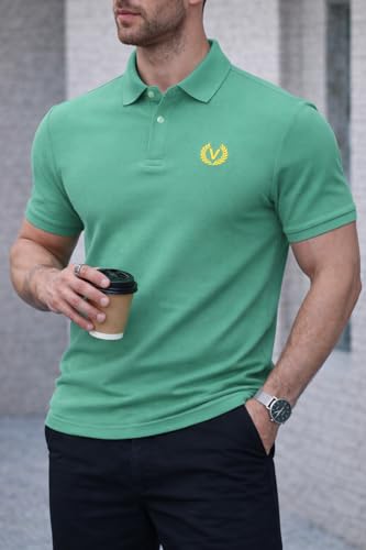 Image of Mack Jonney Men's Cotton Polo T-Shirt|Solid Regular Fit|Half Sleeve Collar T-Shirt for Casual Wear-MJ-32