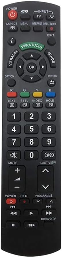 Universal Replacement Remote Control – Compatible with Panasonic Smart TVs & Home Theater Systems (HD/3D/LCD/LED/DVD/AV Devices, No Programming Required)