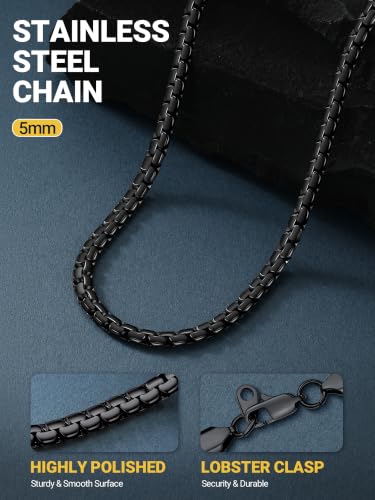 Image of PROSTEEL Stainless Steel Flat Box Link Chain Necklace for Men