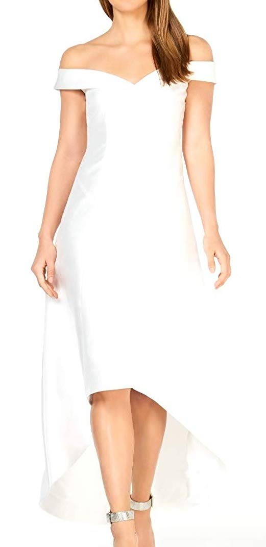 Calvin klein off the shoulder high low dress Clearance