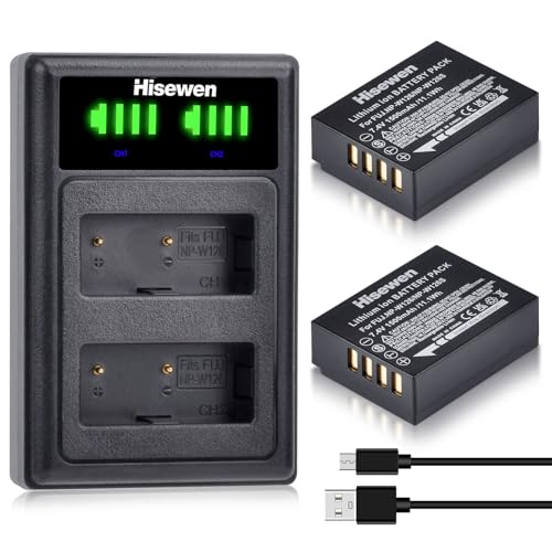Hisewen NP W126 NP W126S Batería 2Pack y Cargador para Fujifilm Fuji X100VI, X M5, X T50, X100V, X100F, X T100, X S10, X A5, X A10, X E4, X Pro2, X Pro3, X T1, X T2, X T3, X T10, X T30, X T30 II