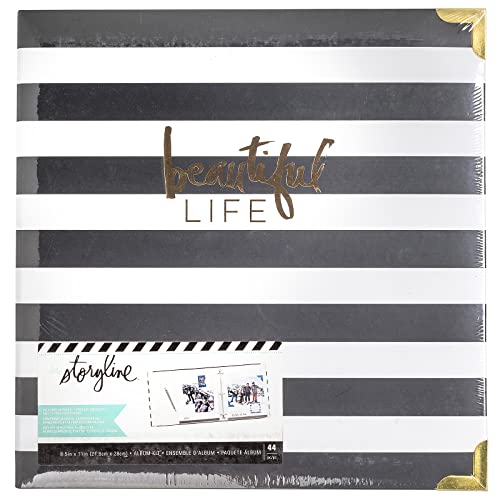 Heidi Swapp Album Storyline-D-Ring-8 x 11-Black Stripe (44 Piece)