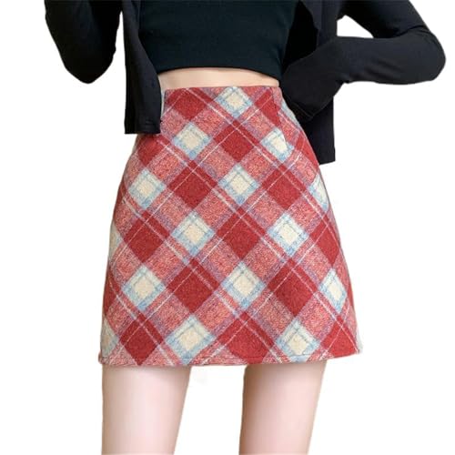 Women's A-Line Wool High Waisted Pleated Skirt Slim Fit Fall