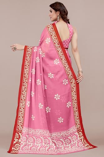 Image of MIRCHI FASHION Saree for Woman Chiffon Batik Printed | Lightweight Daily Wear Women's Office Sari with Blouse Piece (Available in 40 Colours)