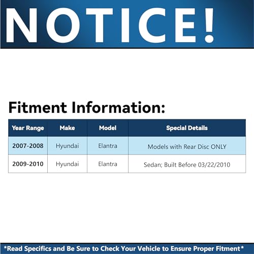 Image of Detroit Axle - Rear Brake Kit Replacement for 2007-2010 Hyundai Elantra