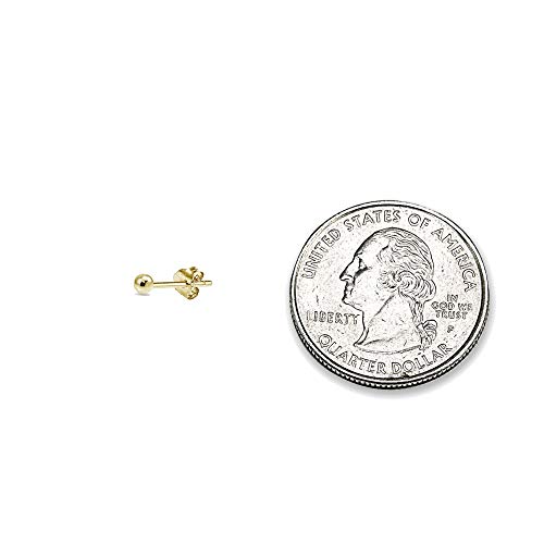 14K Yellow Gold 3mm Polished Ball Bead Stud Earrings for Piercings Cartilage2
