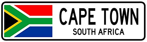 SIGNCHAT Cape Town South Africa Street Sign South African Flag City Country Road Gift Street Sign 16X4 Inch