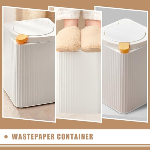 Caneca de basura doméstica blanca con tapa de presión miniatura 4