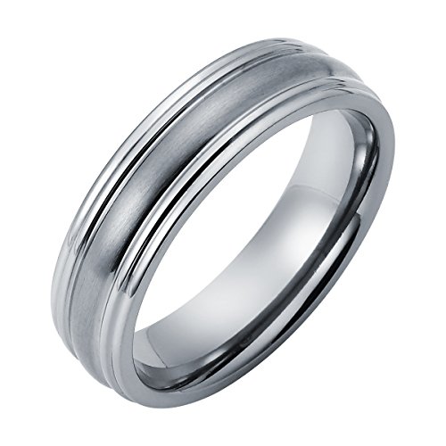 Boston Bay Diamonds Men's 6MM Comfort Fit Titanium Wedding Band Ring with Framed Channel Accent
