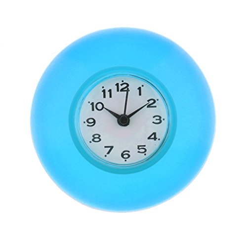 perfk Reloj Impermeable de La Ducha del Baño del Cuarto de Baño de La Cocina con La Ventosa Grande, Colores Múltiples - Azul, 87x25 mm