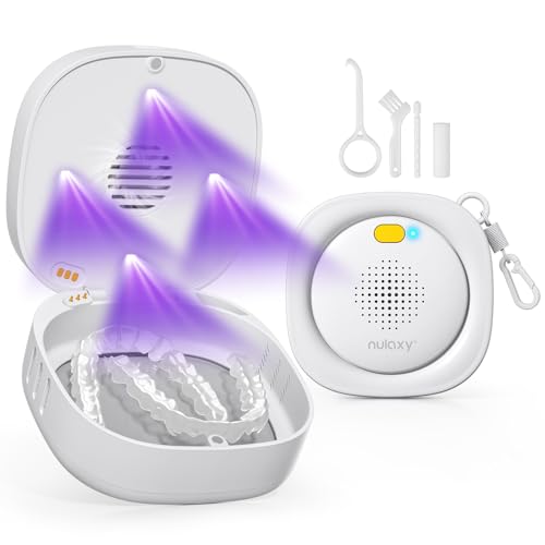 Nulaxy UVC Retainer Case with Fan Magnetic Closure Aligner Case Includes Vent Holes and Mirror Portable Retainer Box with Removal Tool and Brush White