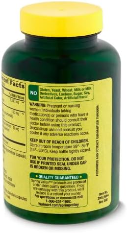 Spring Valley Turmeric Curcumin 1500mg- with Black Pepper Vegetarian Capsules, 90ct +DRI Store Sticker.