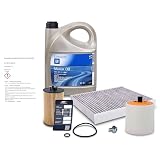 BESTPRICE Inspektionspaket Filterset mit 1x Öfilter; 1x Innenraumfilter; 1x Luftfilter; 4l Motoröl 5W-30 DEXOS 2; 1x Ölwechselanhänger Kompatibel mit OPEL ASTRA K Sports Tourer (B16), ASTRA K (B16)