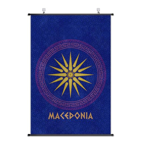 Póster de pergamino de Macedonia, 75x50 cm, pancarta de tela con símbolos griegos