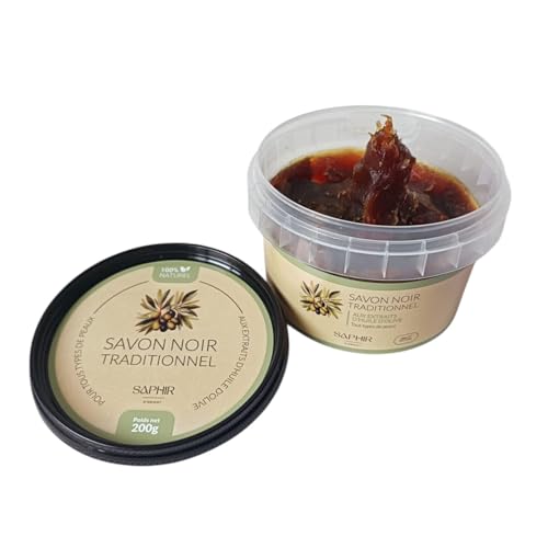 SAPHIR D'ORIENT Savon noir - Maroc - Savon beldi - Gommage - 100% Naturel - 200g