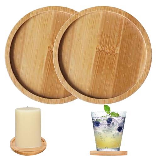 2 Stücke Kerzenteller Kerzenständer Holz Kerzenhalter Kerzenteller 8CM Holz Kerzenhalter Rund Kerzenteller Kerzenuntersetzer Holz Rund für Aromatherapie Kerzen Dekorative Tabletts Hochzeitsdekoration