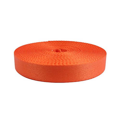 Strapworks Colored Picture Quality Polyester Webbing - Strap For Outdoor Activities, Crafts, Dog Leashes - 1 Inch X 10 Yards, Orange #TOP23