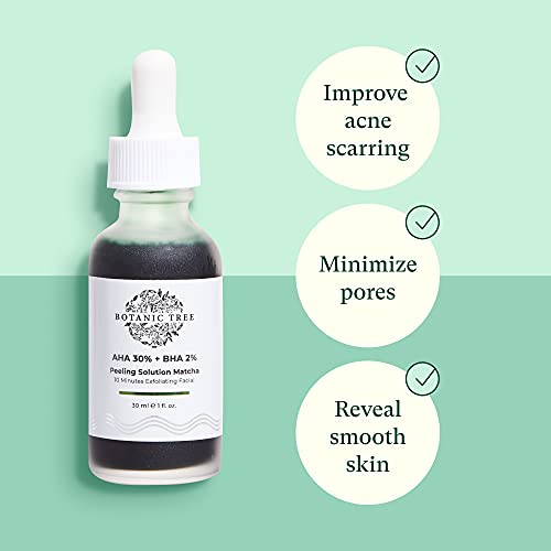 Botanic Tree Matcha Peeling Solution Chemical Peels For Face - Dark Spots - Aha 30% + Bha 2% - 10 Minute Exfoliating Skin Face Peel With Glycolic Acid And Salicylic Acid, 30Ml / 1Fl Oz. #TOP1