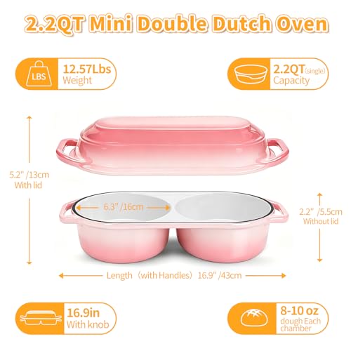 Mini Double Dutch Oven For Sourdough Bread Baking, 2.2QT Enameled Cast Iron by ONKO - Used condition - Image 4