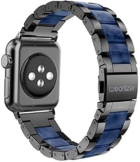 Wearlizer Black Blue Bands Compatible with Apple Watch Straps 42mm 44mm for iWatch